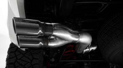 TRD Performance Exhaust system installed under vehicle with dual exhaust tips and durable stainless steel construction